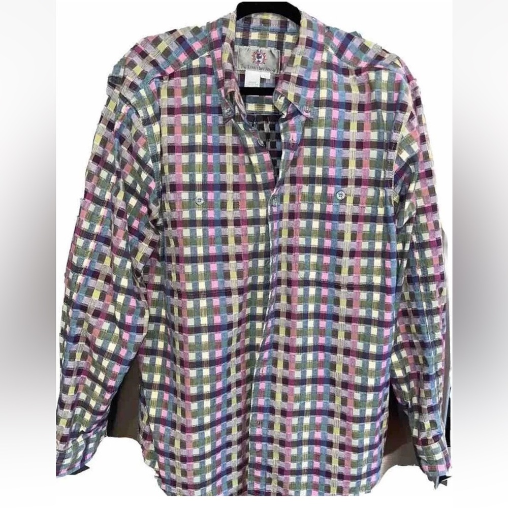 Territory Ahead COLORFUL Checkered Shirt Long Sleeves Button Up men’s L QUALITY